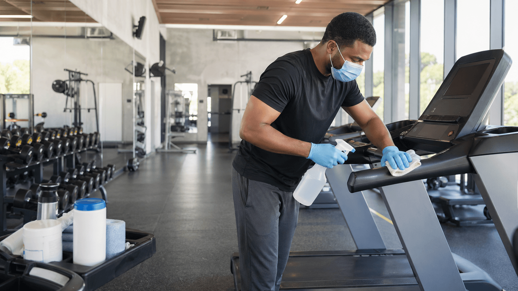 Gyms cleaning environment maintained by HHHT Cleaning Services.