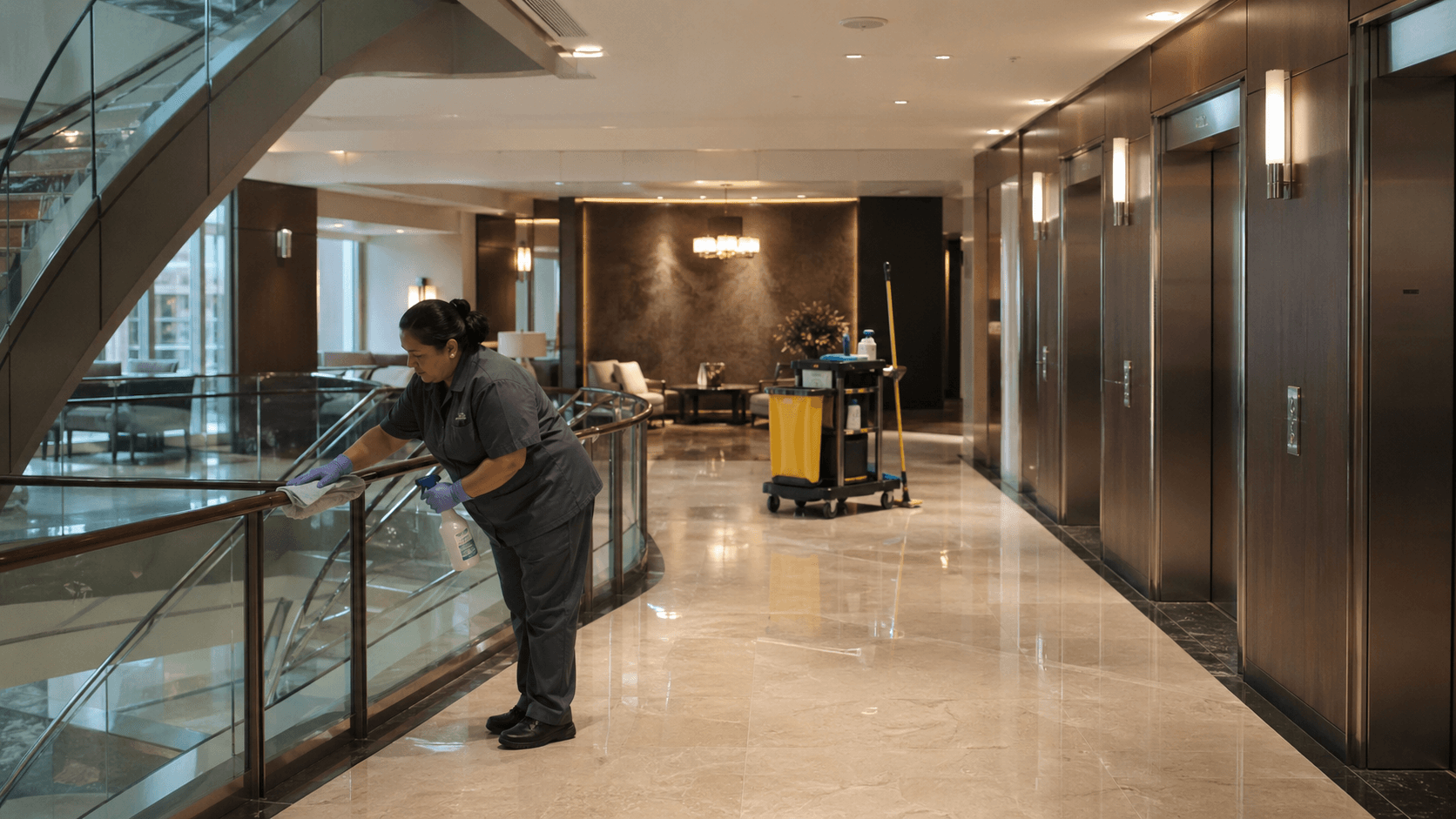 Complexes cleaning environment maintained by HHHT Cleaning Services.