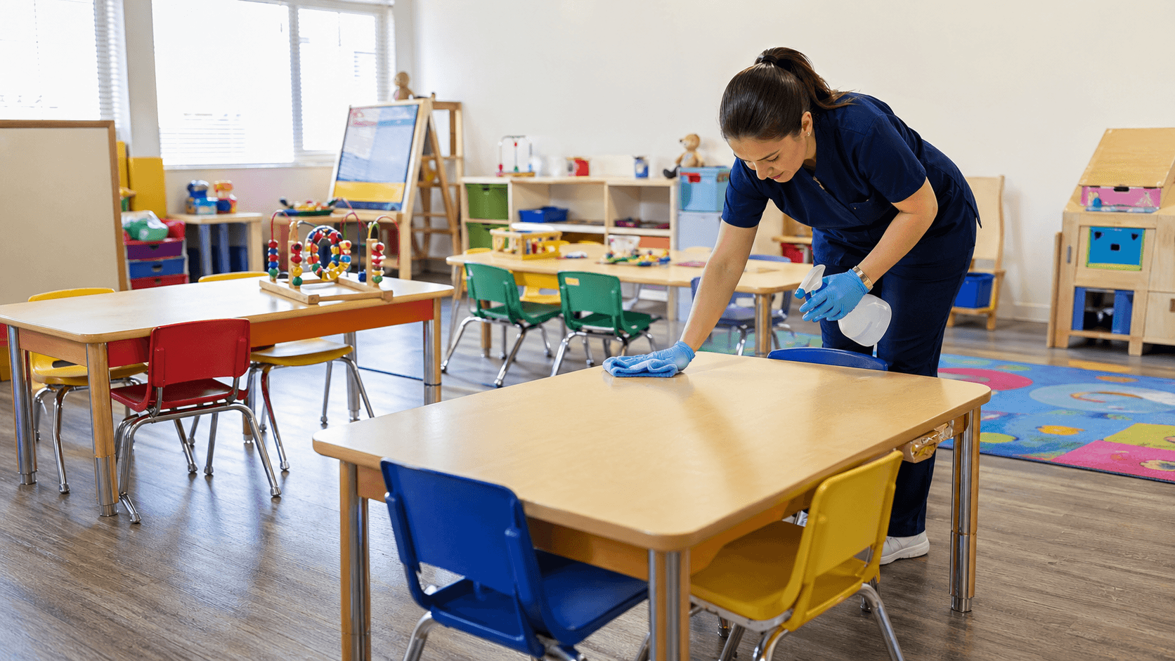 Schools cleaning environment maintained by HHHT Cleaning Services.