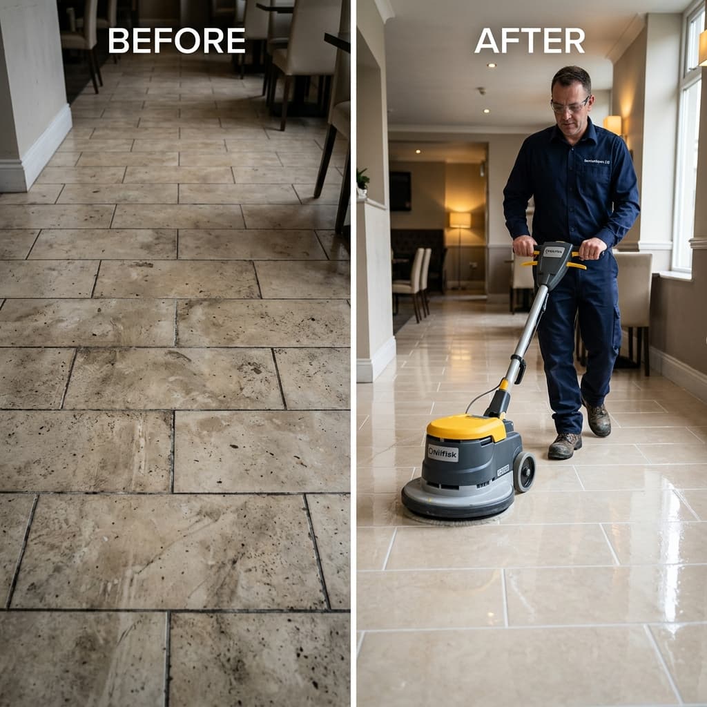 Floor Scrubbing & Tile Restoration environment maintained by HHHT Cleaning Services.